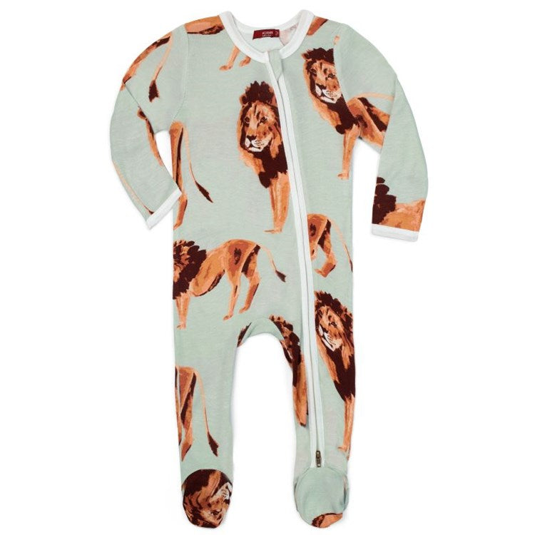 MilkBarn Zipper Footed Romper -Lion