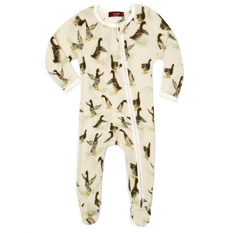 MilkBarn Zipper Footed Romper -Duck
