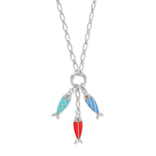 Load image into Gallery viewer, Brighton Sun &amp; Sea Fish Trio Charm Necklace

