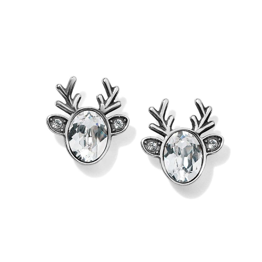 Brighton Reindeer Glitz Mini Post Earrings -Silver