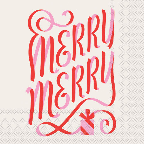 Christmas Cocktail Napkins -Merry Merry
