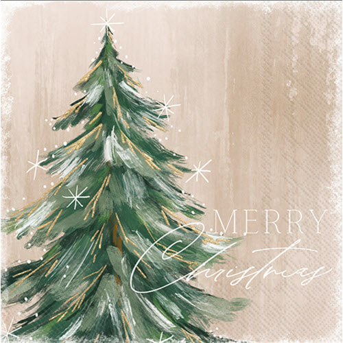 Christmas Cocktail Napkins -Gilded Painterly Tree