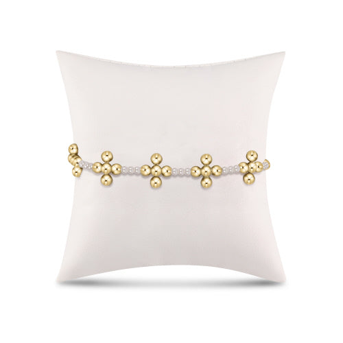 enewton Cross Sincerity 3mm Pearl Beaded Sig Cross 4mm Gold