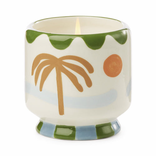 A Dopo Handpainted Candle -Palm Tree w/ Lush Palms