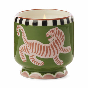 A Dopo Handpainted Candle -Tiger w/ Black Cedar & Fig