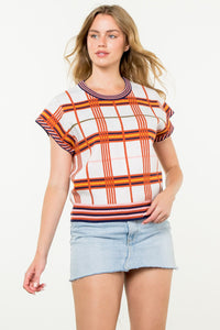 Th Short Sleeve Plaid Top