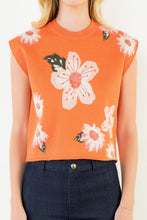 Load image into Gallery viewer, TH Orange Floral Knit Sweater Vest
