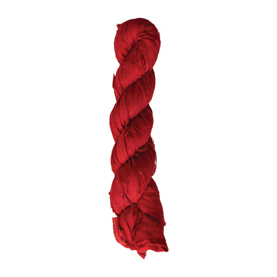 Recycled Silk Ribbon -Red