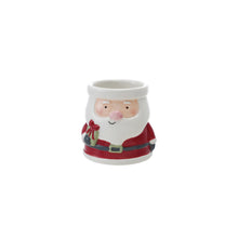 Load image into Gallery viewer, 2-1/2" Round x 2-1/2"H Hand-Painted Ceramic Santa Shaped Container
