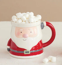 Load image into Gallery viewer, Hand-Painted Ceramic Santa Shaped Mug
