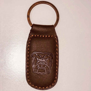 Leather Keychain -Bulldog