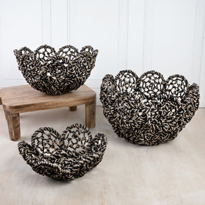 Black & White Jute Flower Baskets
