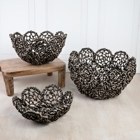 Black & White Jute Flower Baskets