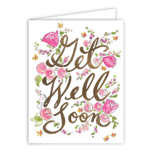 Get Well Soon Pink Flowers Greeting Card
