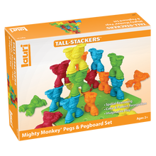 Load image into Gallery viewer, Tall Stackers Mighty Monkey Pegs &amp; Pegboard Set
