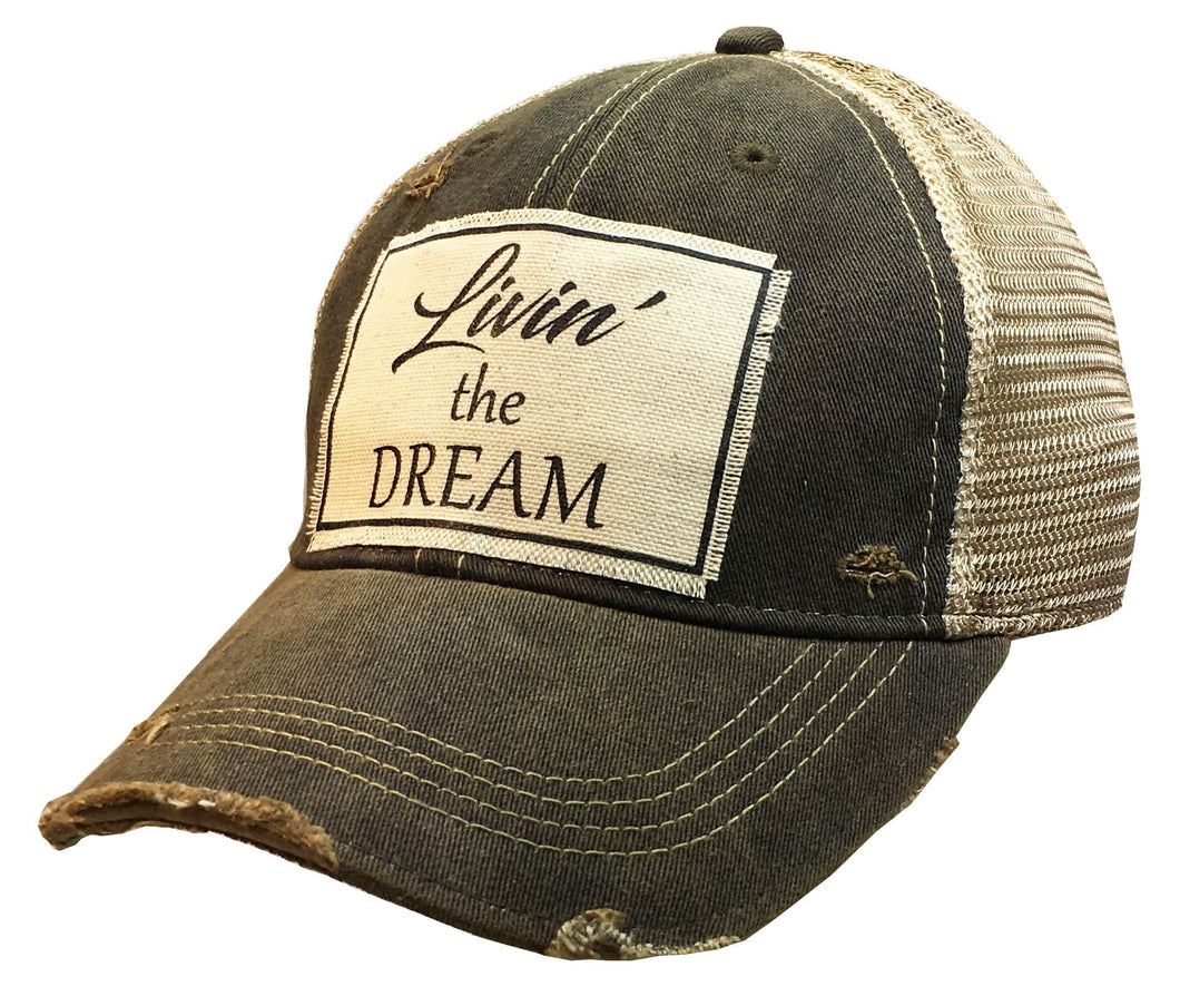 Vintage Distressed Mesh Cap -Livin' the Dream