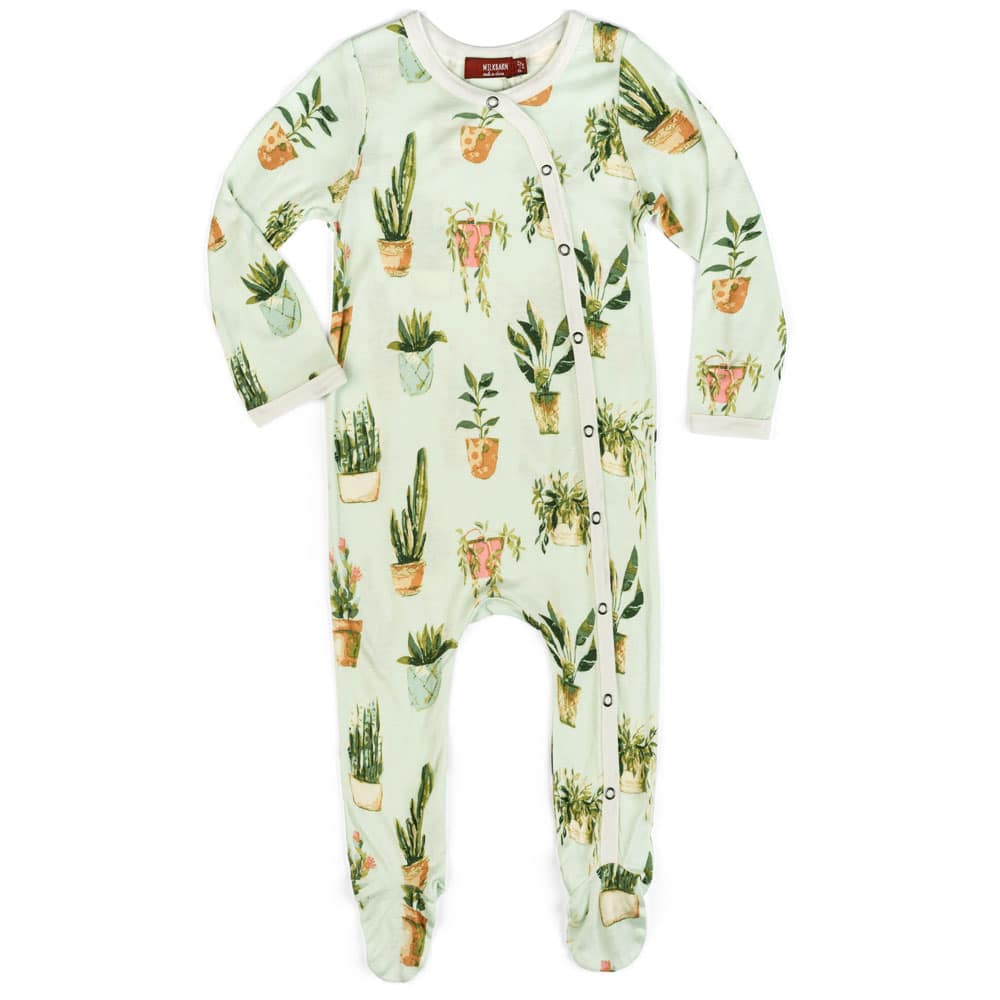 MilkBarn Footed Romper -Bamboo Potted Plants