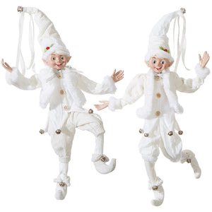 White Jester Posable Elf -16"