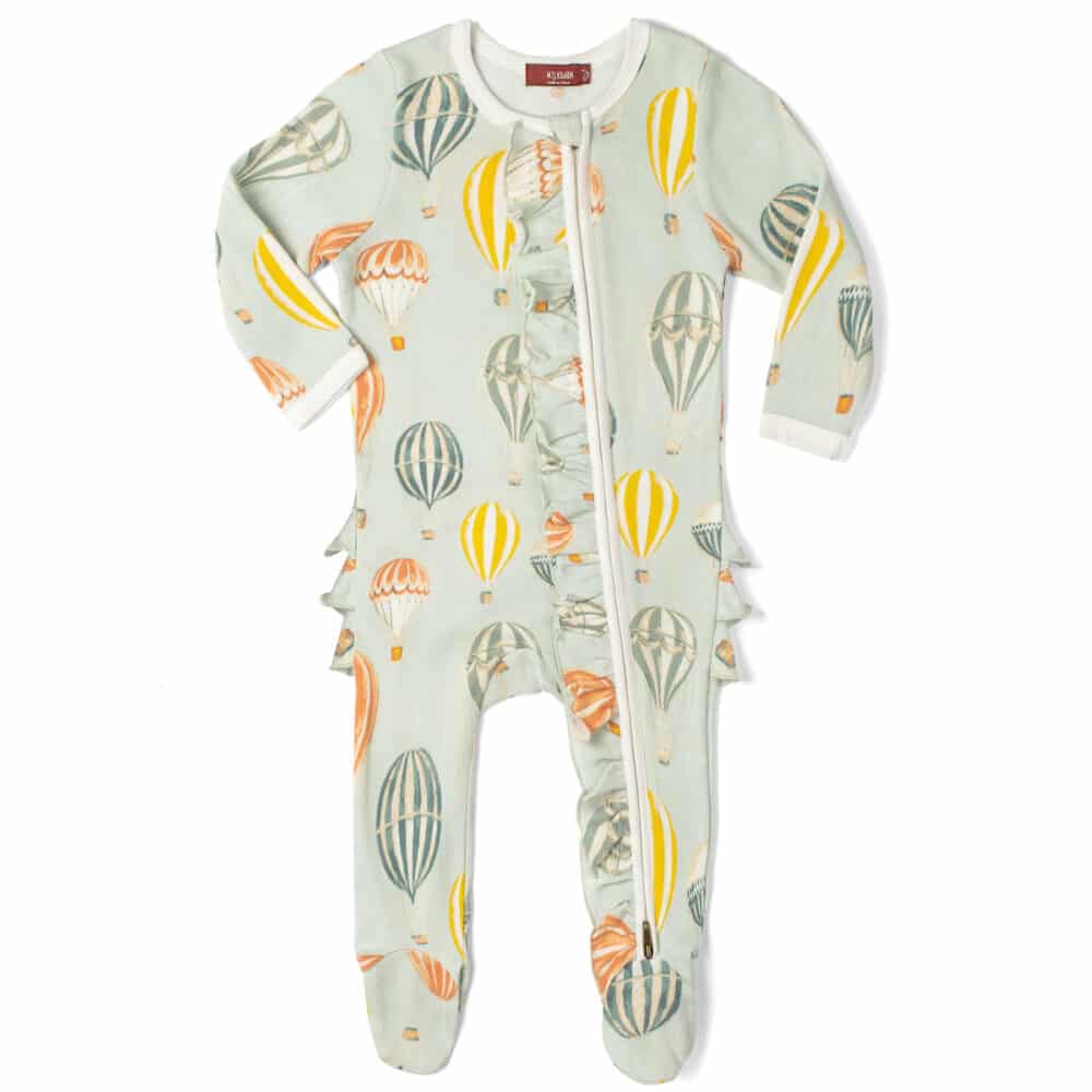 MilkBarn Ruffle Footed Romper -Vintage Balloons