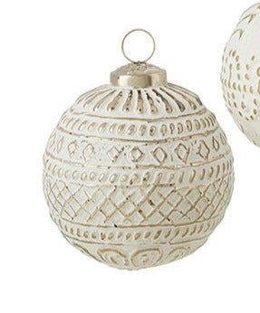 Whitewashed Mercury Glass Ball Ornament