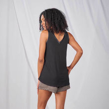 Load image into Gallery viewer, Dreamy Bamboo Double V Tank -Black
