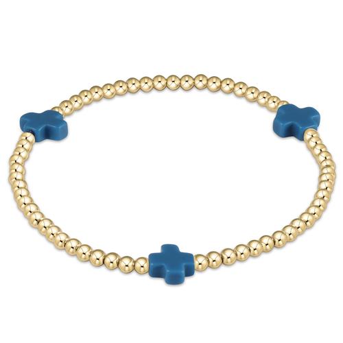enewton Gold Signature Cross Bracelets -3mm -Cobalt