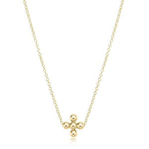 enewton 16" Gold Necklace -Classic Beaded Signature Cross 3mm