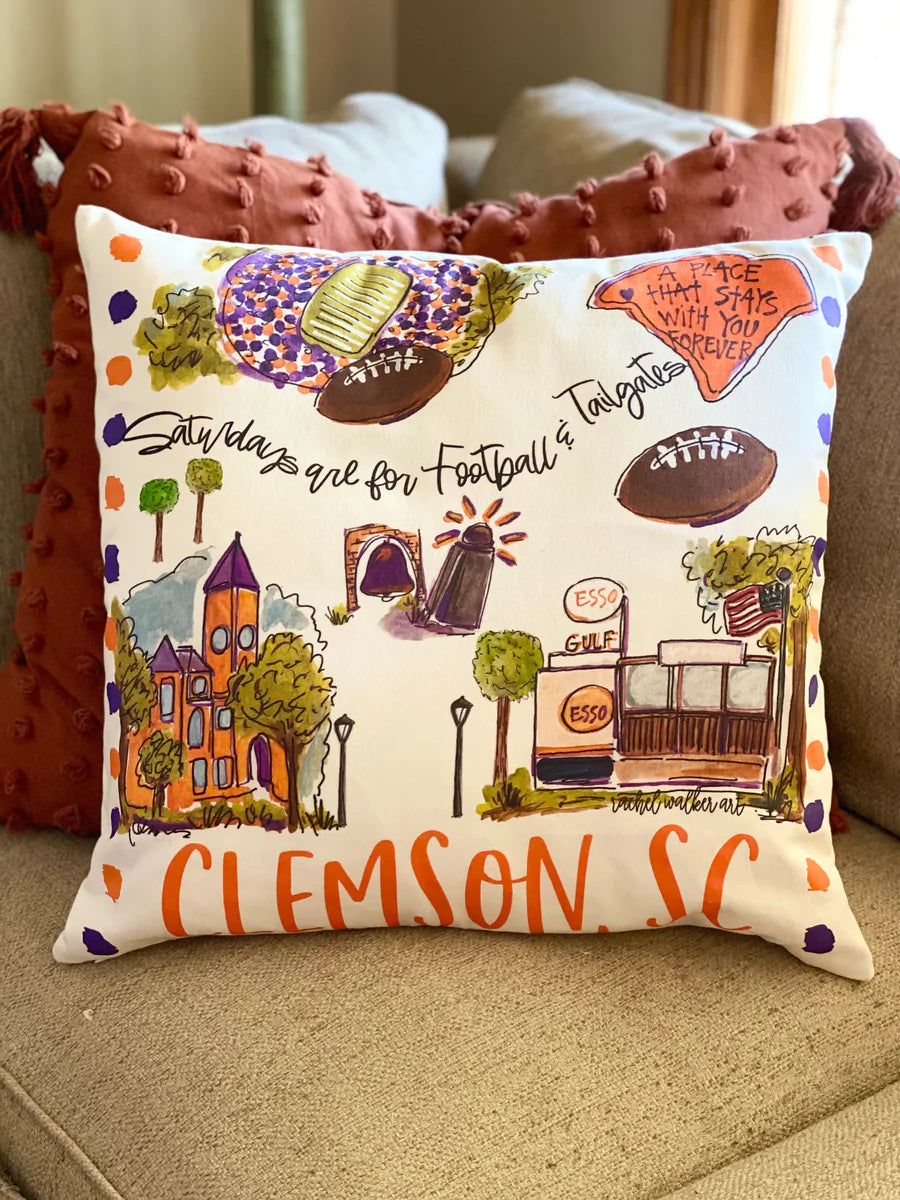 Collegiate Double Sided Pillow -Clemson