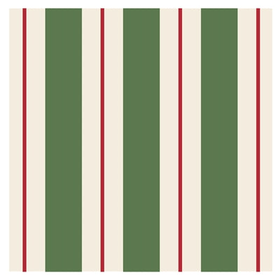 H&C Cocktail Napkins -Green & Red Awning Stripe