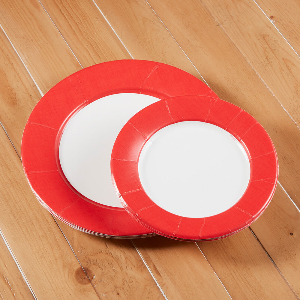 Party Plates -Linen Red