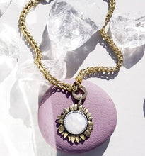 Load image into Gallery viewer, Waxing Poetic Moon Daisy Lg Wht Pearl Pendant
