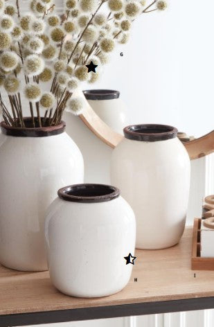 K&K White Crackled Ceramic Vases