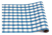 Load image into Gallery viewer, H&amp;C Paper Table Runner -Blue Painted Check
