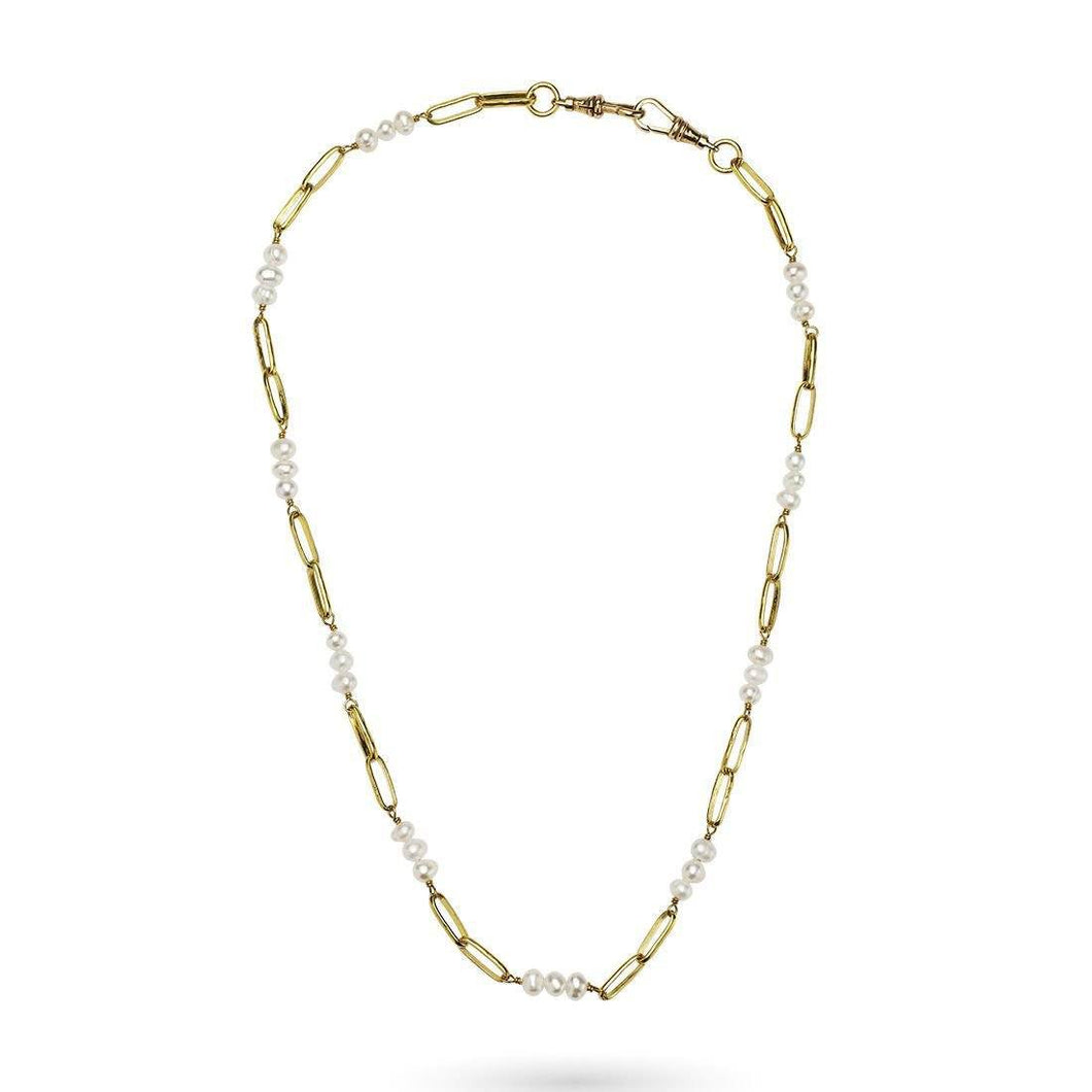 Waxing Poetic Everything Beaded Necklace -Brass/Pearl -24
