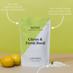 Notes Candle Refill -Citrus & Fresh Basil