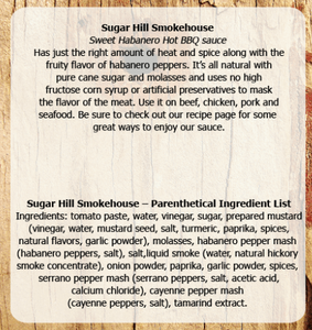 Sugar Hill Smokehouse Sweet Habanero BBQ Sauce