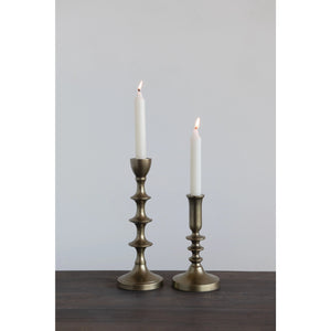 Antique Finish Metal Taper Candle Holders (Set of 2)