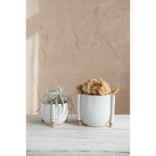Load image into Gallery viewer, Reactive Glaze Stoneware Footed Planters
