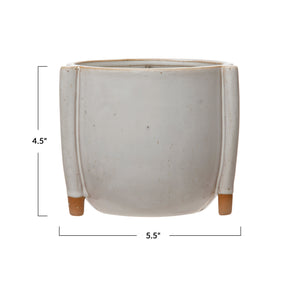 Reactive Glaze Stoneware Footed Planters