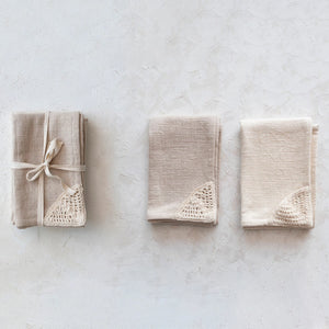 Crocheted Corner Tea Towels -Set of 2