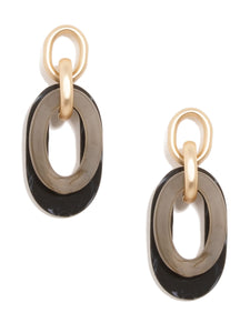 Two Tone Link Earrings -Black
