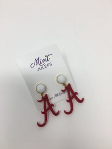 Alabama Acrylic A w/ White Agate Top Earrings