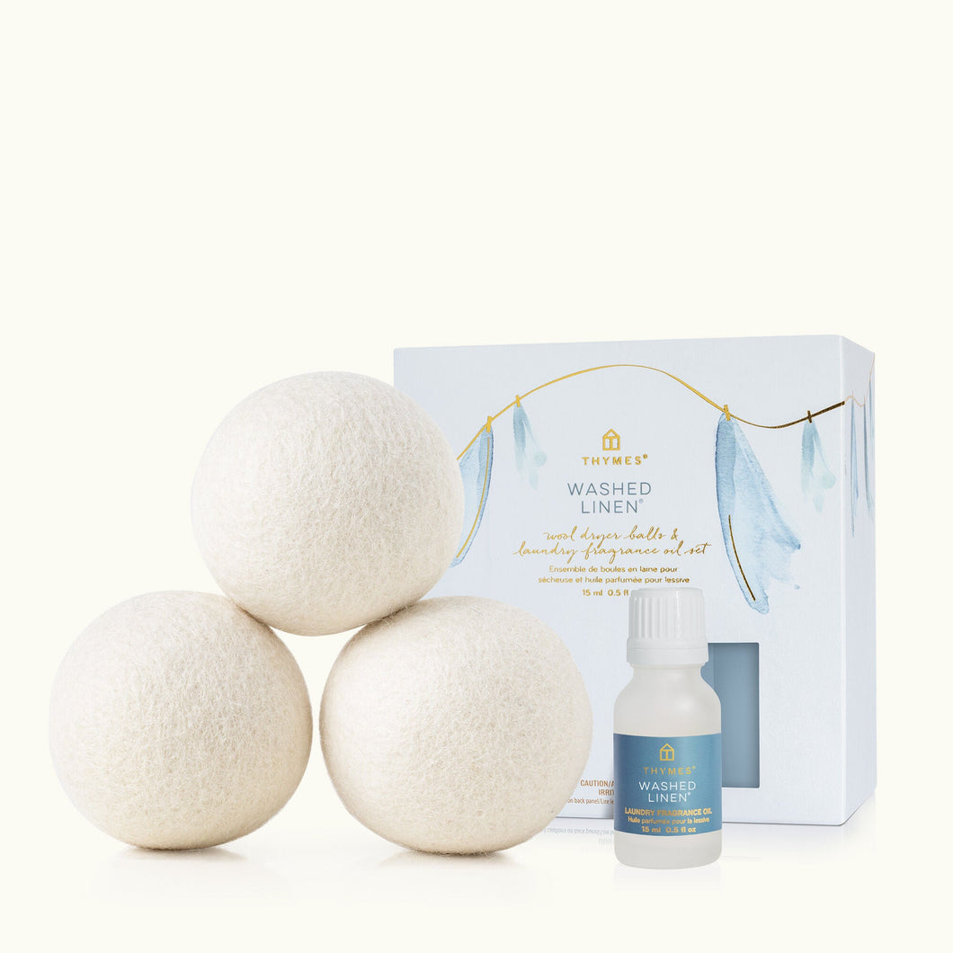 Thymes Washed Linen Wool Dryer Balls & Fragrance Oil